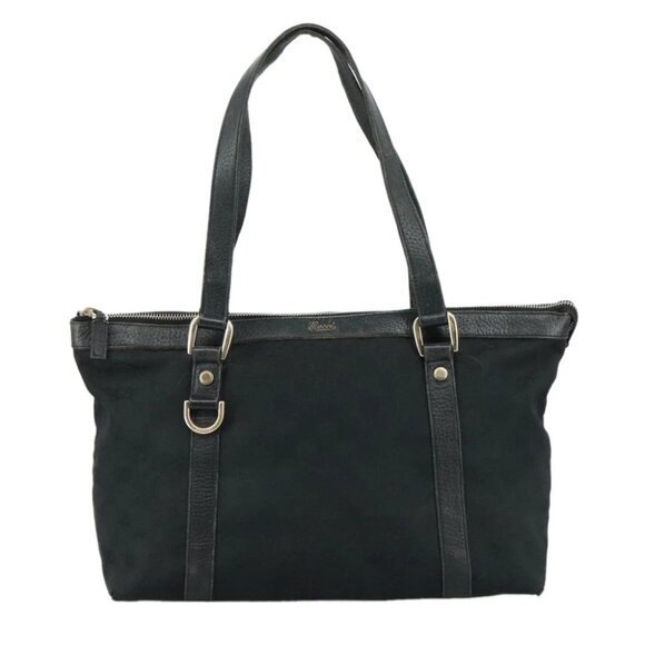 GUCCI GG Canvas Tote Bag Black Gold 141470 Auth 108824 - Picture 1 of 16